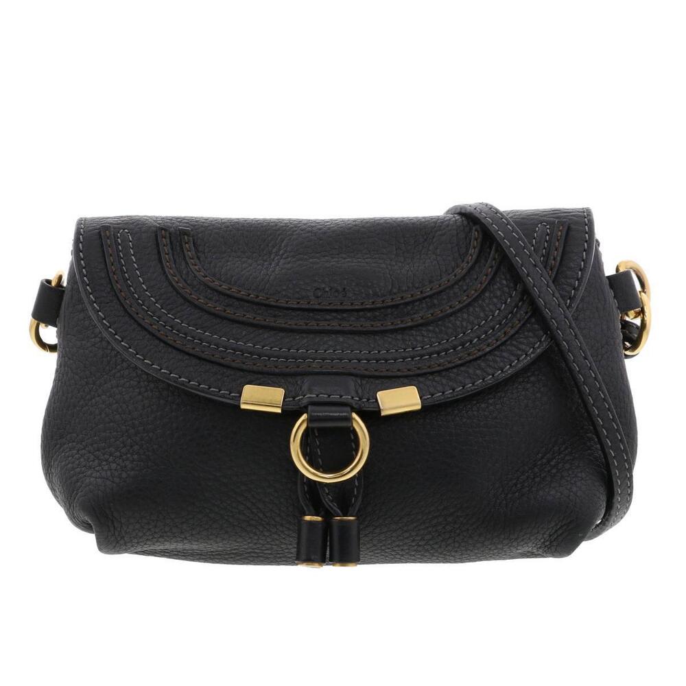 CHLOE Marcie Shoulder Bag Messenger Black Calfskin